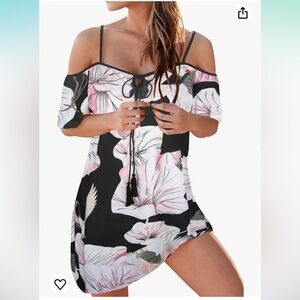 🟤NWT UPOPBY Floral Print Cold Shoulder Mini Dress XL